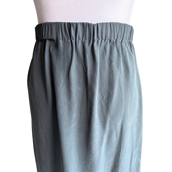 Eileen Fisher Vintage Skirt Size 1 Wrap Around Button Closure Loden Green Silk - Picture 7 of 9